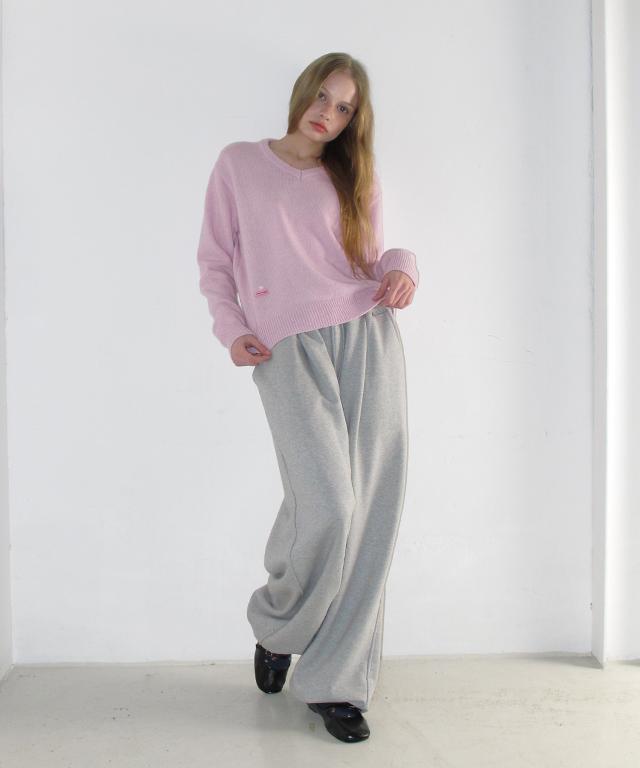 RONRON Daily Soft V Neck Knit Pink