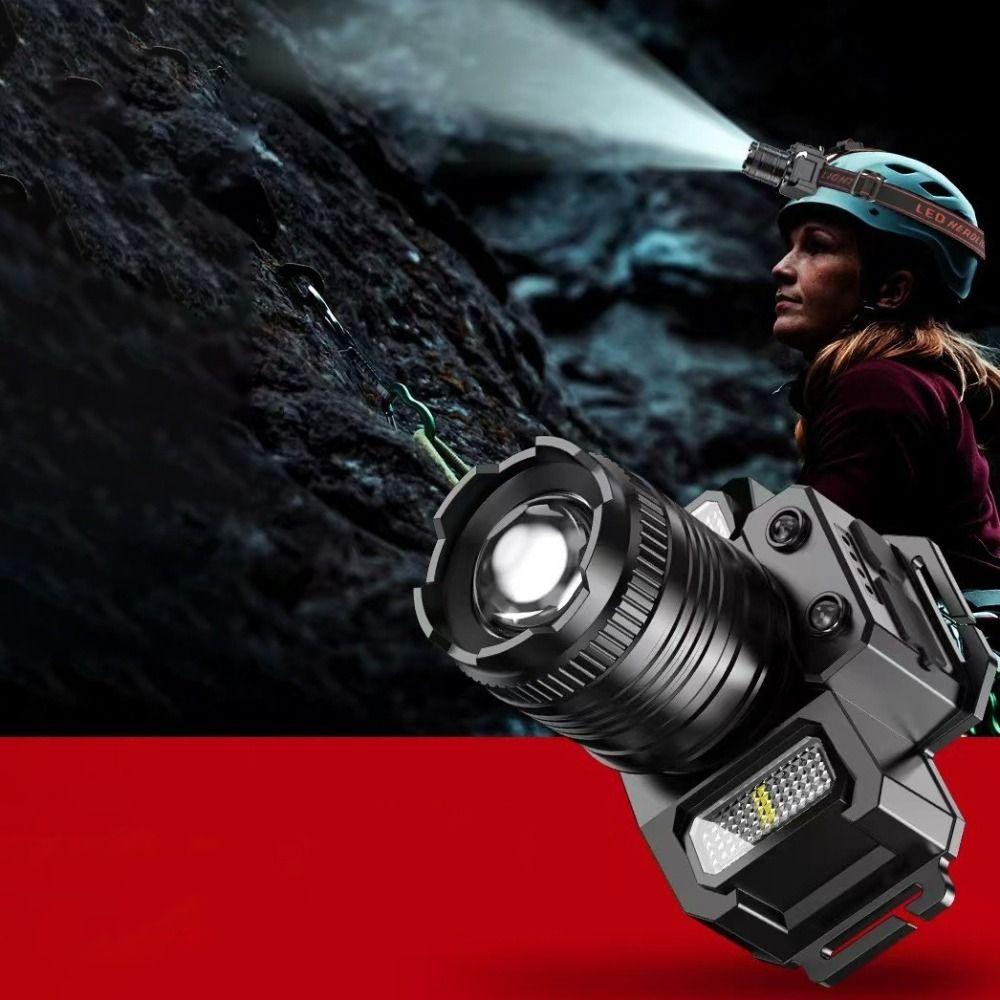 Motion Sensor USB Rechargeable Headlamp 5 Modes Waterproof Head Lamp Work Light  Emergency Use