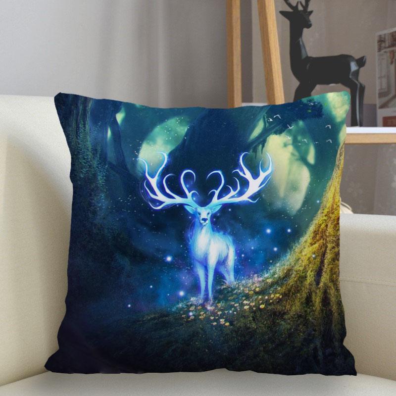 Bedroom Living Room Home Decor Cushion Cover Fantasy Fawn Art Pillowcase Square