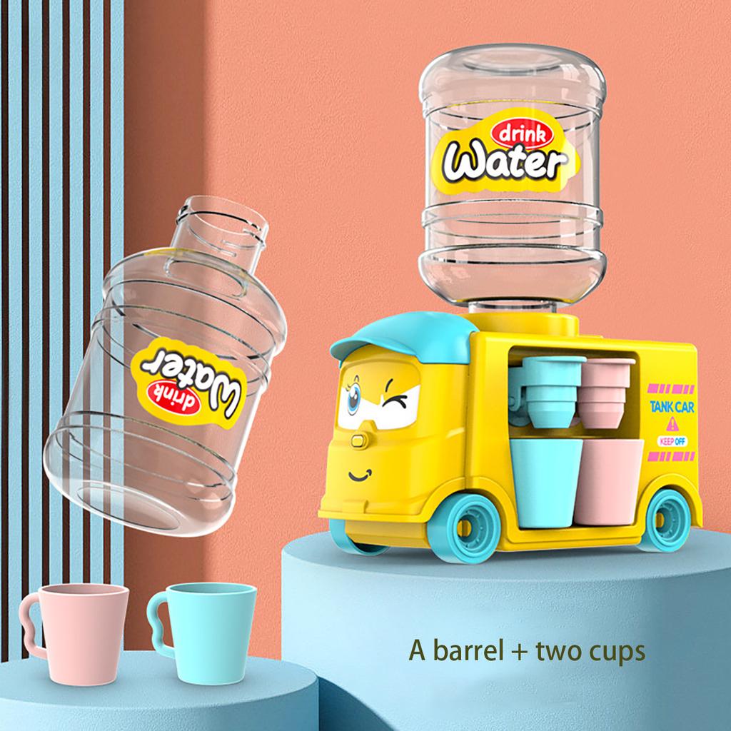 1pc Mini Children Dual Water Dispenser Toy with Cute Pink Blue Cold/Warm Water Juice Milk Drinking Fountain Simulation Kitchen T