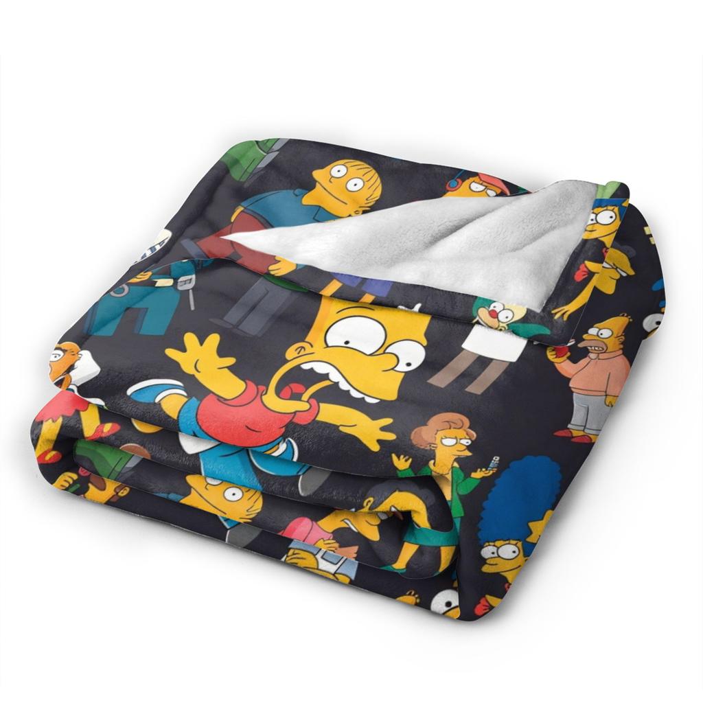 Bart Homer Lisa Marg Blanket The S-Simpsons Super Soft Print Plush Throw Blanket For Living Room Flannel Bedspread Bed Cover