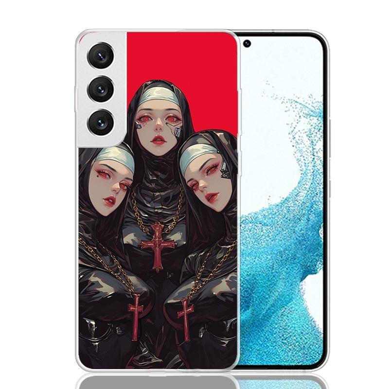 

Dark Demon Nun Phone Case For Samsung Galaxy S26 Ultra S23 S24 S25 Edge S20 FE S21 S22 Plus Soft Print Shell Cover Fundas Galaxy Samsung S24