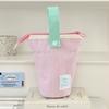 Macaron color block foldable pencil case, durable large capacity, portable for student and office use, great as gift.