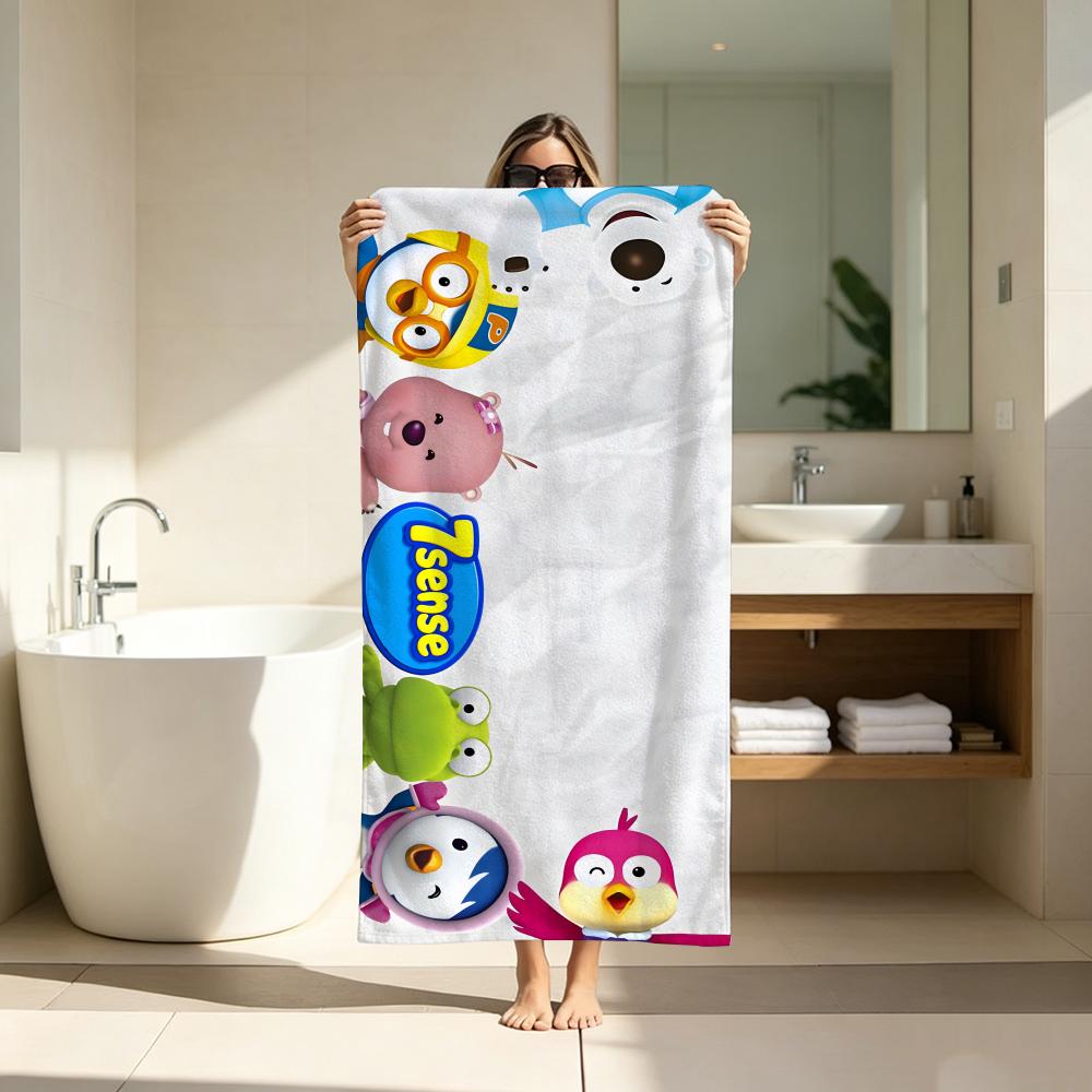 Animation P-Pororo the Little Penguin Towel Microfiber soft Beach Towel for Travel Fitness Sauna Bathing Camping