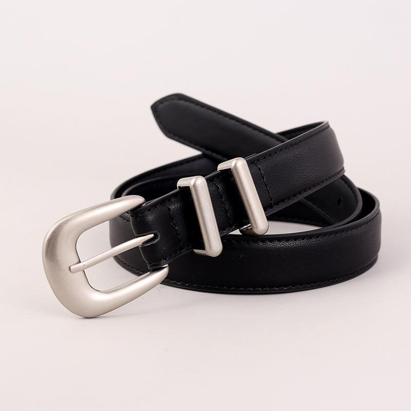 

Classic Leather Belt Set For Women With Pin Buckle And Alloy Closure For Casual And Office Wear чёрный