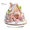 Acrylic Holiday Ornaments for Home Decor 2D Christmas Tree Figurine, Dreamy Floral Candy House Tabletop Showcase Ornaments, Centerpiece Office