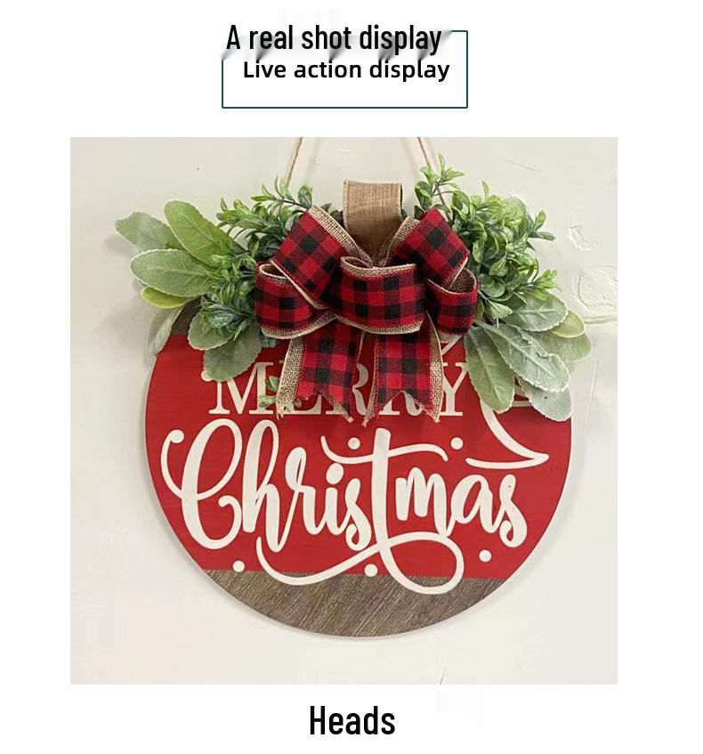 Merry Christmas Wooden Wreath Door Sign - Window Decoration
