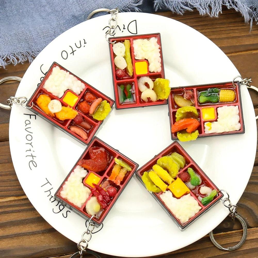 Scene Model Simulation Food Box Toy Keychain Keyring Japanese Style Food Box Keychain Girls