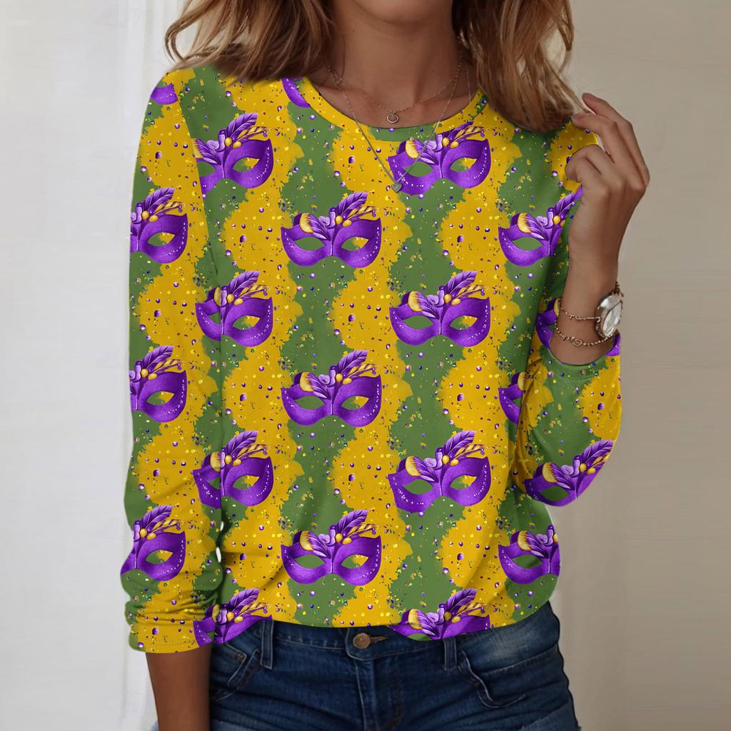 Long Sleeve Shirts For Women Cute Print Graphic Tees Blouses Casual Plus Size Basic Tops Pullover