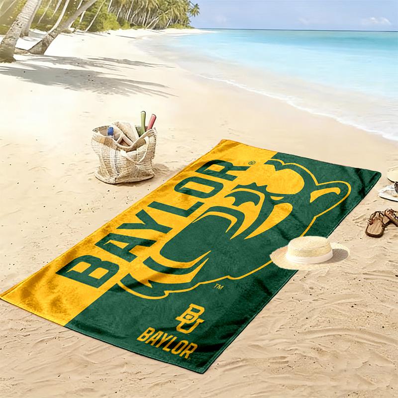 Baylor Bears Print Beach Towel, Large Soft Quick Dry Towel for Beach Camping Swimming