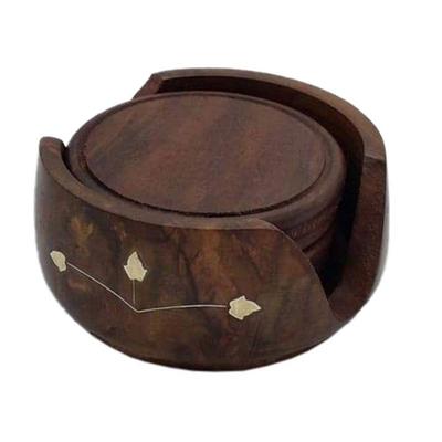 Descansos de Copo de Madeira Jogo de 6 Descansos de Mesa de Madeira para Xícaras de Chá, Canecas de Café, Latas de Cerveja, Copos de Bar e Copos de Água