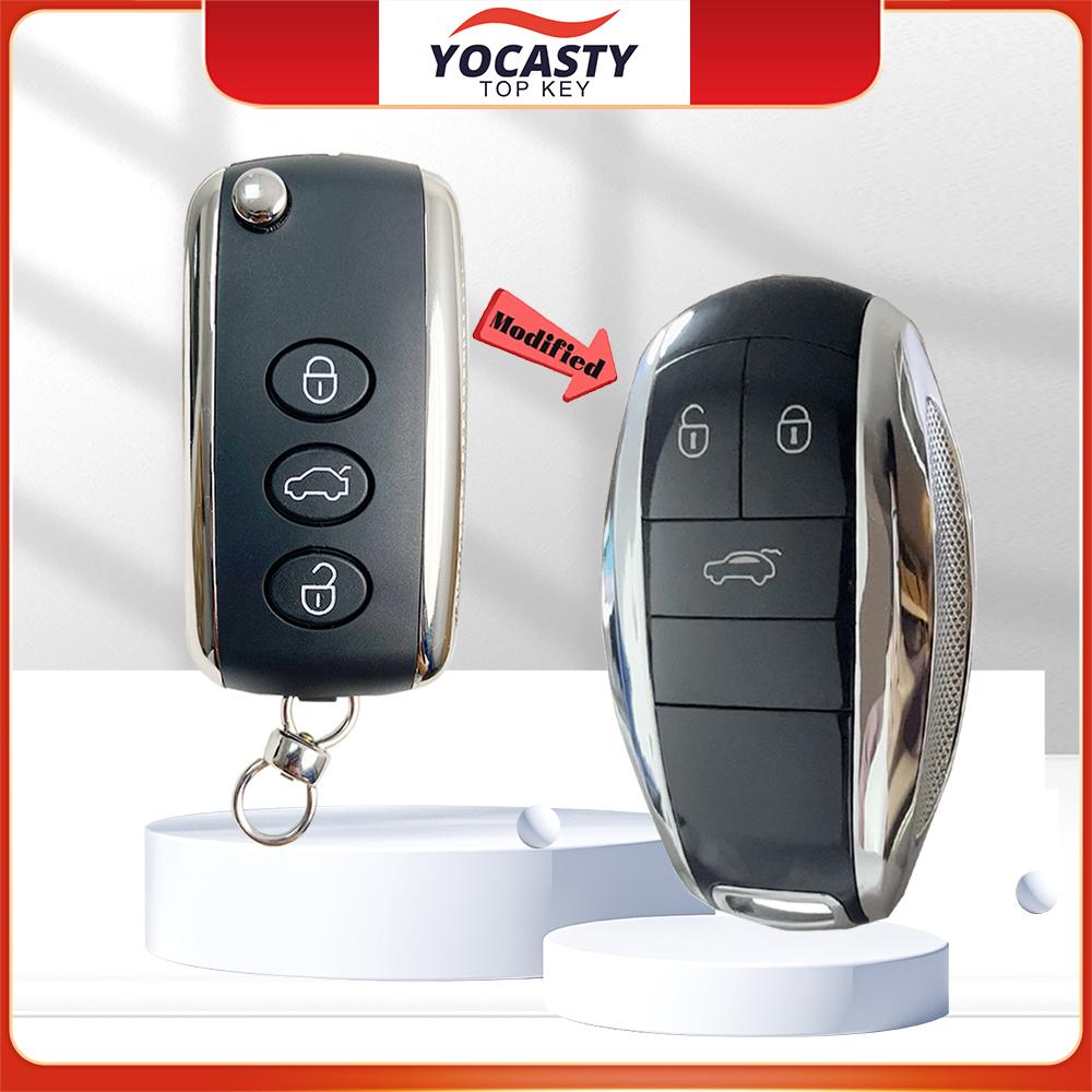 Yocasty Capa de Chave Remota Dobrável Porta-Chaves 3 Botões Para Bentley Continental Gt Flying Spur 2005- Kr55Wk45032