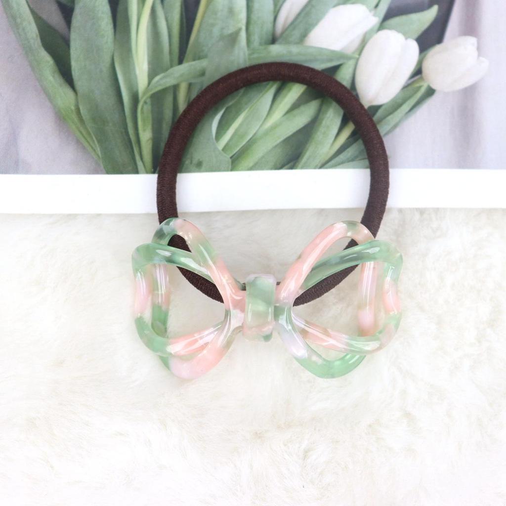 Nan Rui High Elasticity Bow Hair Tie, Korean Style Acetate Pearlescent Floral Ring
