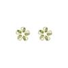 Mori Style Olive Green Zircon Flower Ear Clips: Painless, No-Pierce Micro-Pavé Earrings.