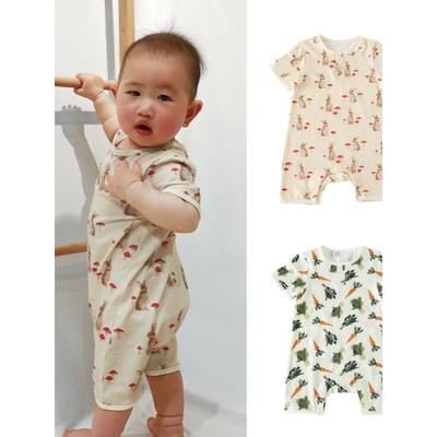 Infant and Toddler Printed Short-Sleeved Jumpsuit Pure Cotton 2026 Spring and Summer New Style Newborn Boxer Romper