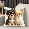 Vintage Chihuahua Hund Kissenbezug, 45x45cm, Reißverschluss Dekorative Kissenhülle für Zuhause und Büro Dekoration Kissenbezug
