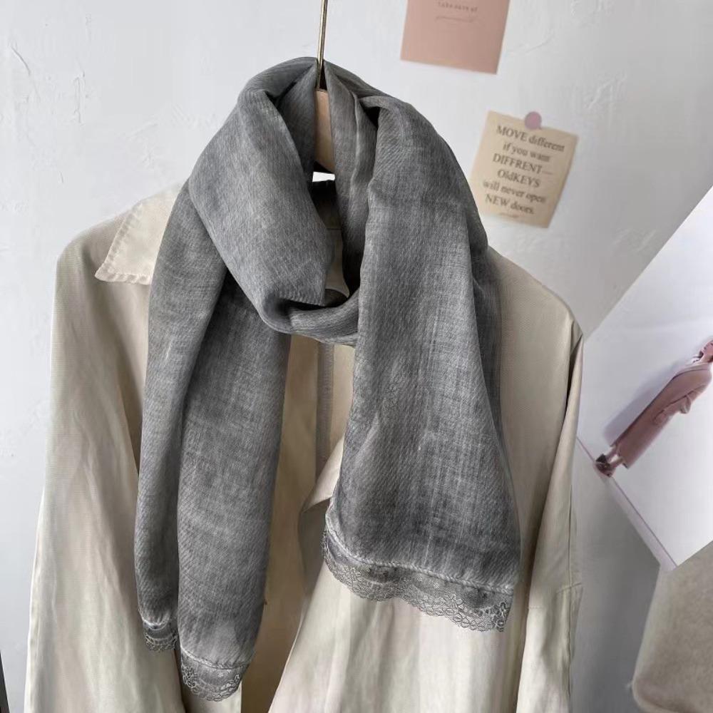 Solid Color Cotton Linen Scarf Elegant Silk Scarf Versatile Shawls Wraps  for Women