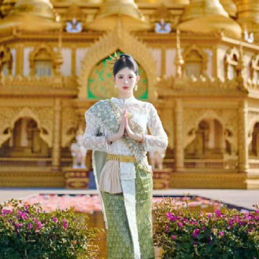 Flower Thai Hair Sticks Ancient Golden Hair Fork Antique Thai Metal Leaves Hairpin  Daily