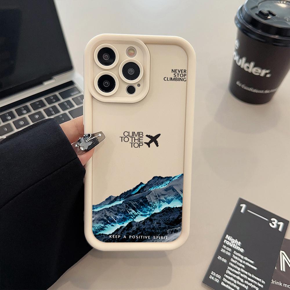 

Peak Plane Phone Case For iPhone 17 16 15 14 Pro Max 13 12 11 16 Plus 16E 17 Air Shockproof Matte Soft TPU Silicone Bumper Cover iPhone 14