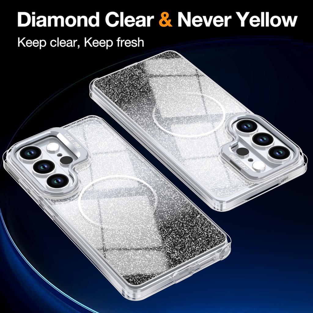 Applicable to Samsung S26Ultra bright glitter magnetic mobile phone case S25Ultra gradual change bracket S24Ultra set