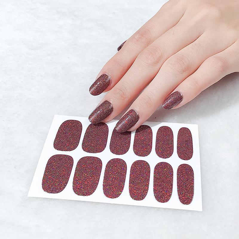 Gradient-Stil Nagellack-Aufkleber Set Selbstklebend Wasserdicht Glitzer Falsche Nagel-Aufkleber