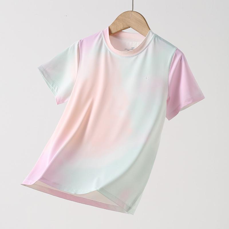 Children's Quick-Dry Tie-Dye Ice Silk T-Shirt - Summer 2025 Short Sleeve Sports Top for Girls & Boys