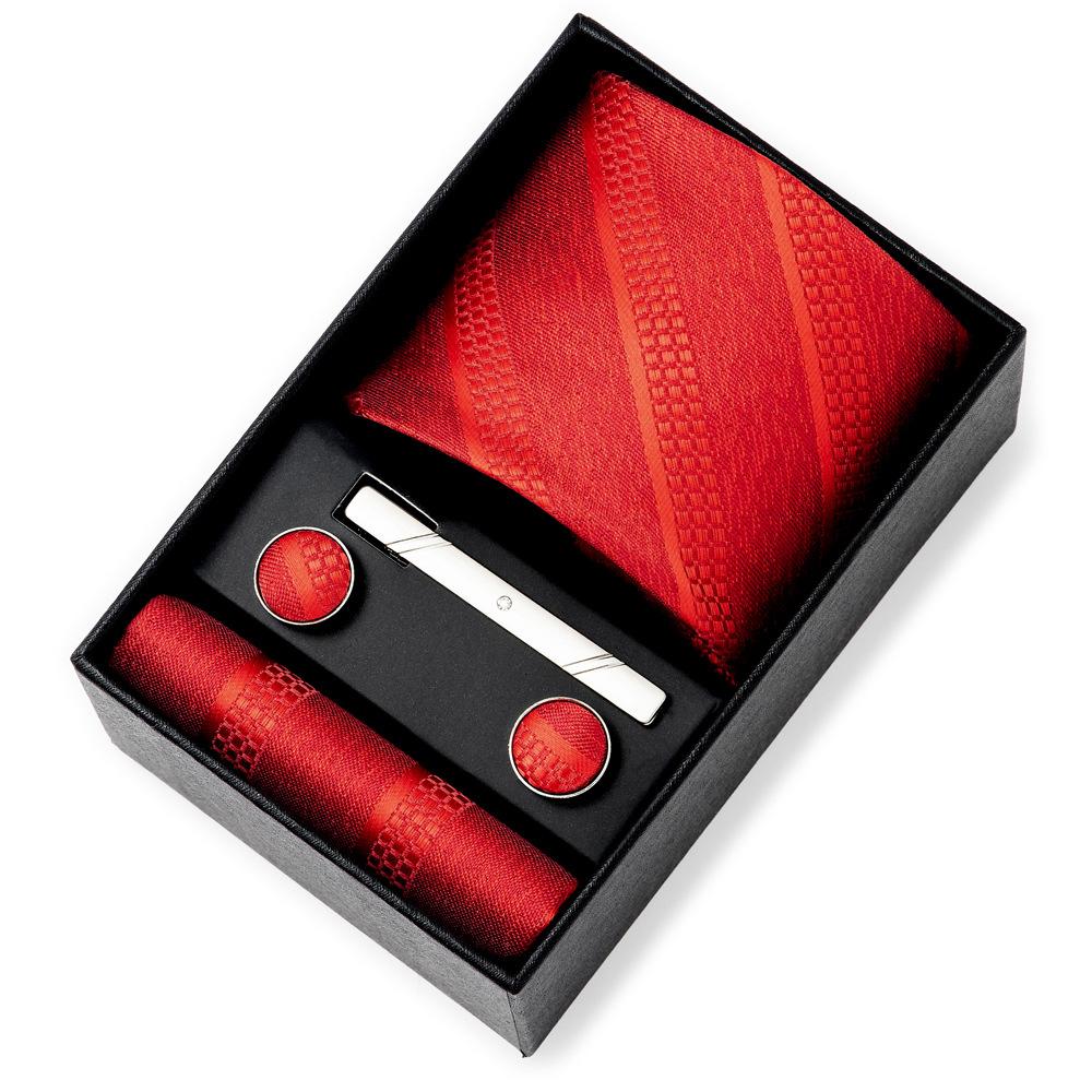 Men'S Tie Net Color Striped Jacquard Yarn Business Professional Tie Set Men'S Gift Box