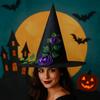 Foldable Flower Wizard Cap Rose Feather Halloween Cap Funny Halloween Witch Hat  Women