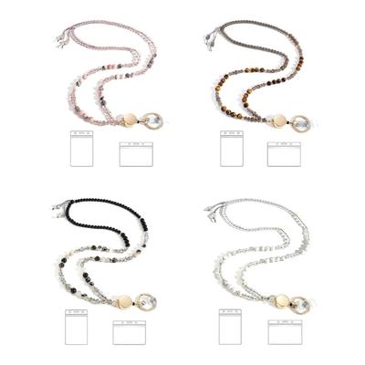 Natural Stone Beaded Lanyard Beaded Lanyard Necklace For Key And Badge Card Holder Retractable Lanyard For Women Teacher