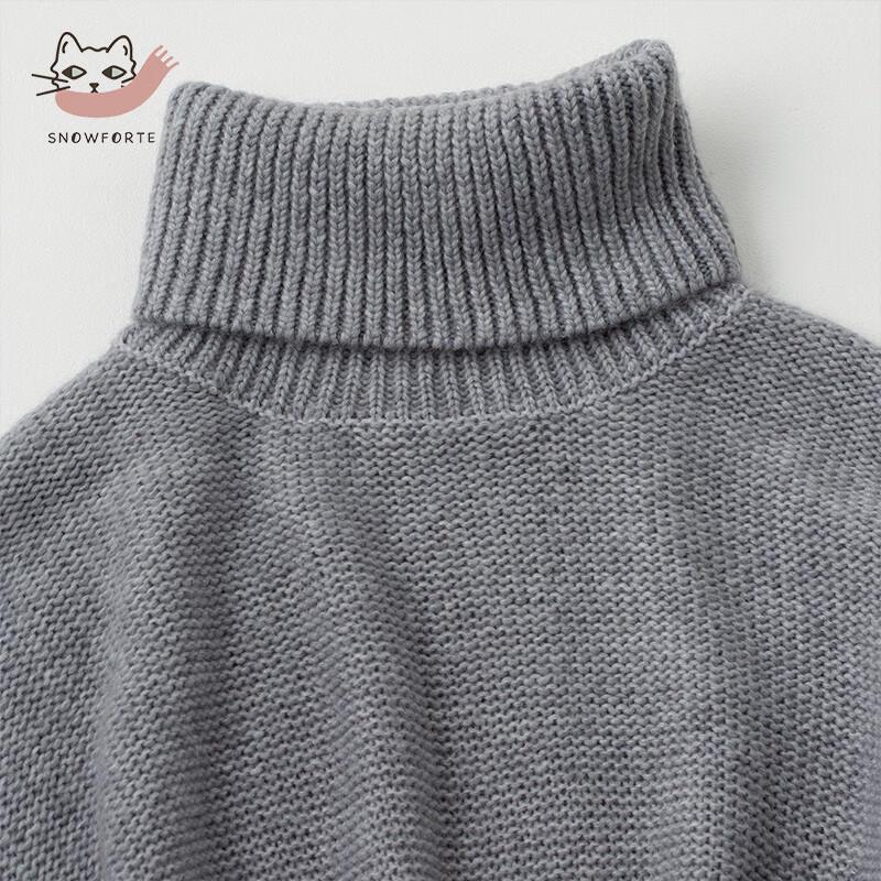 Sinoford Women's High-Neck Loose Wool Blend Sweater