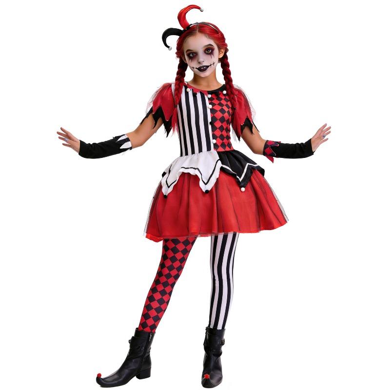 Halloween, Kids Clown Cosplay Costumes Parent-Child Costumes Circus Soul Clown Adult Costumes