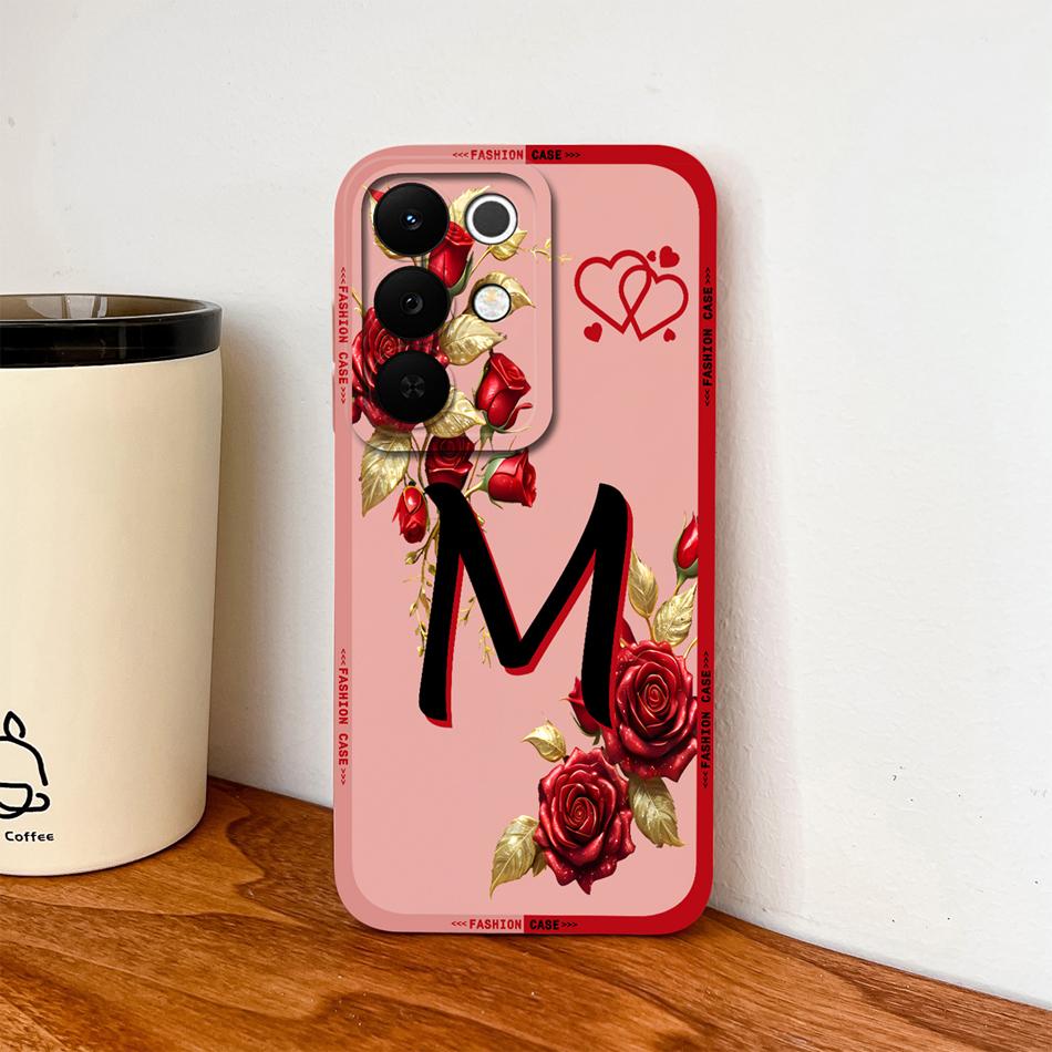 For Realme C85 Pro Phone Cover Flowers Name Letters Soft Liquid Silicone Full Protection Case For Realme C 85 Shockproof Housing