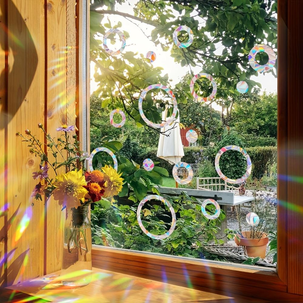 Colorful Sun Catcher Round Rainbow Static Glass Sticker for Windows to Prevent Bird Collisions