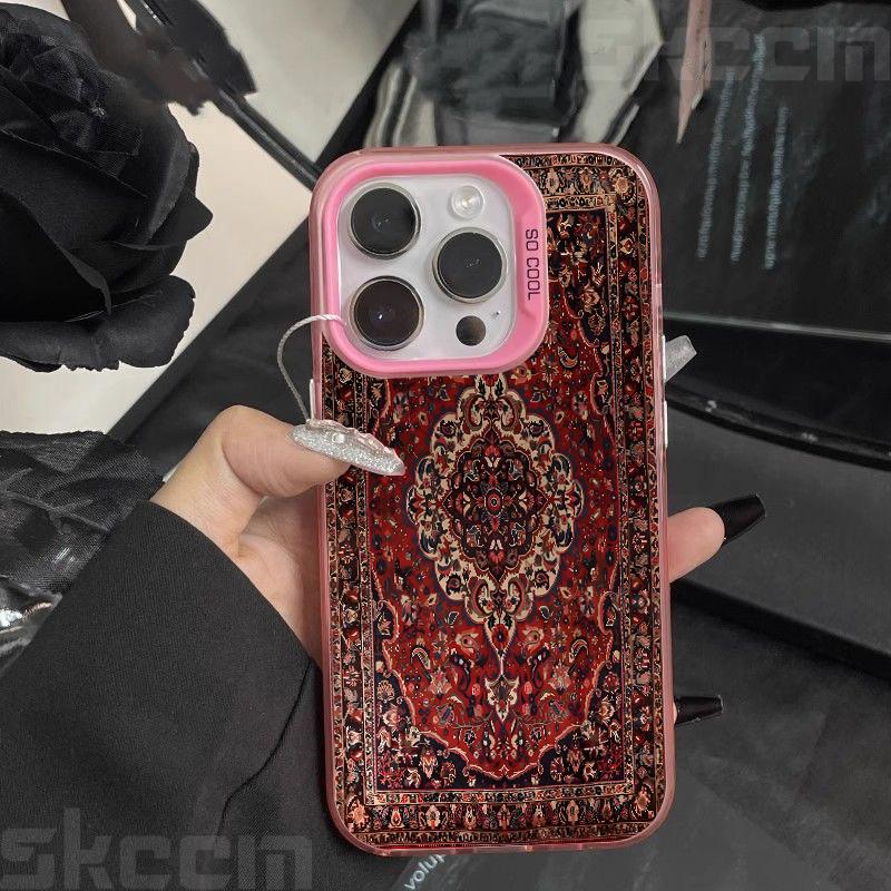 Retro Circular Totem Design Phone Case for iPhone 17 16 15 14 13 12 11 Pro Max XS X XR 8 7 Plus 16E Shockproof Matte Hard Cover
