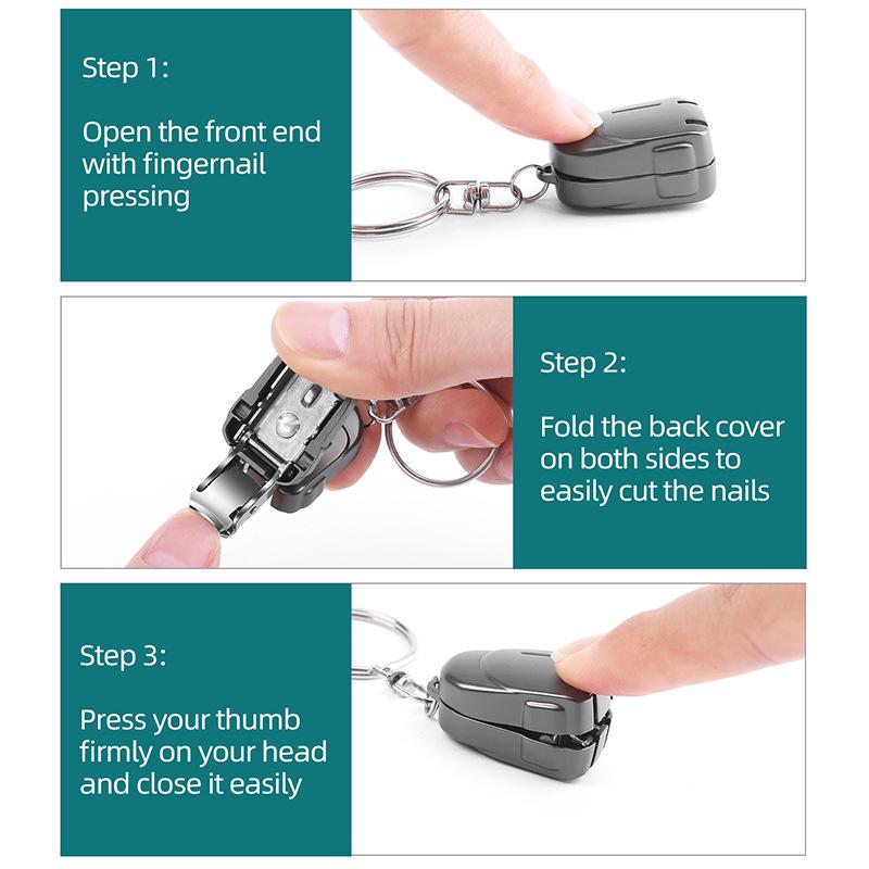 Compact Folding Nail Clippers Keychain - Single Pack Household Mini Set