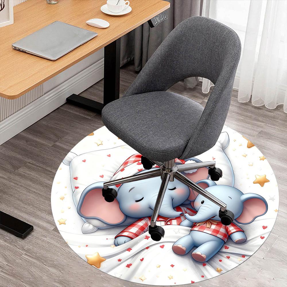 1pc elephant pajamas Round Chair mat Area Rug - Non-Slip, Floor Mat for Office, Bedroom, and Indoor Decor c1118248