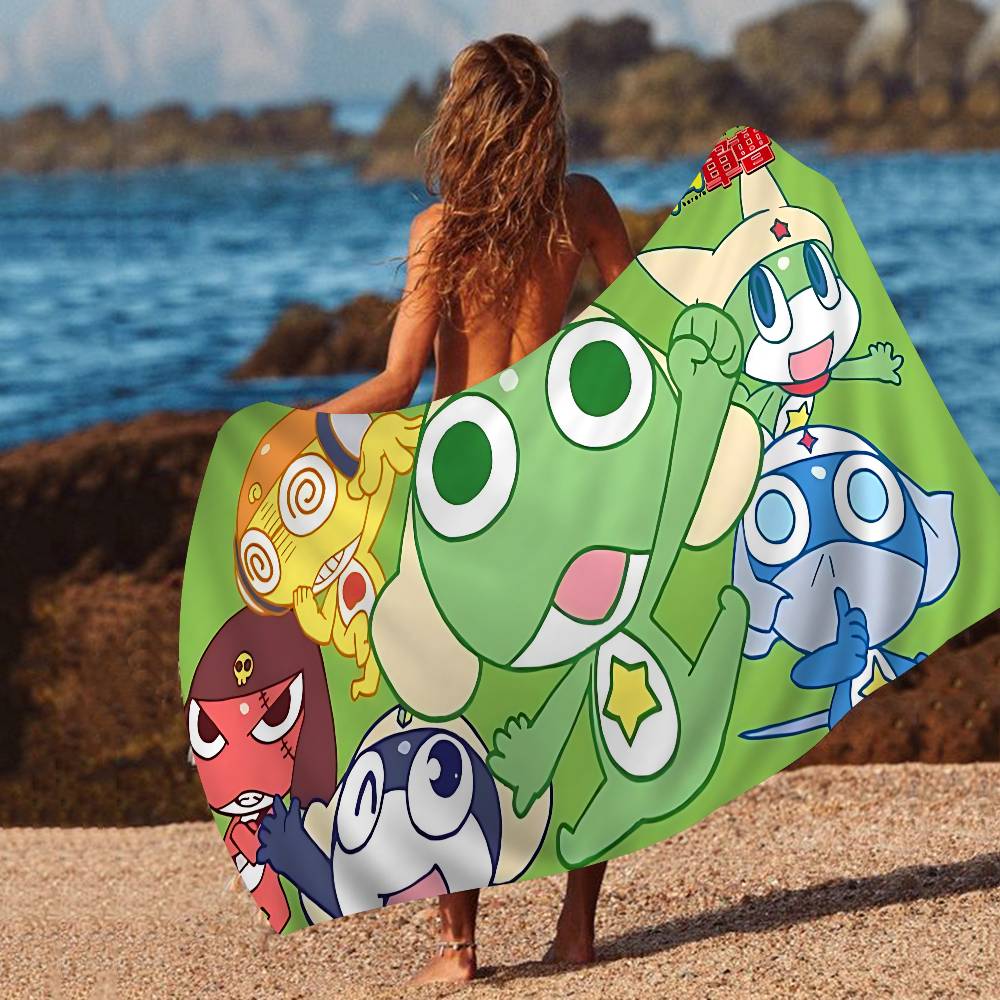 Classic Comedy Anime K-Keroro Anime Beach Swimming Towel Soft Absorbent Washcloth Children's Gifts for Kids Travel Camping Gym