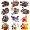 Soft Hand Puppets Dinosaur Head Model Toy Role Play Pet Cat Dog Teasing Toy Tyrannosaurus Rex Shark Animal Cosplay Toy Kids Gift