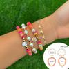 Daisy Pendant Bracelet Set with Faux Pearls Colorful Beaded Handchain Accessory Stackable Wristchain for Women Girls