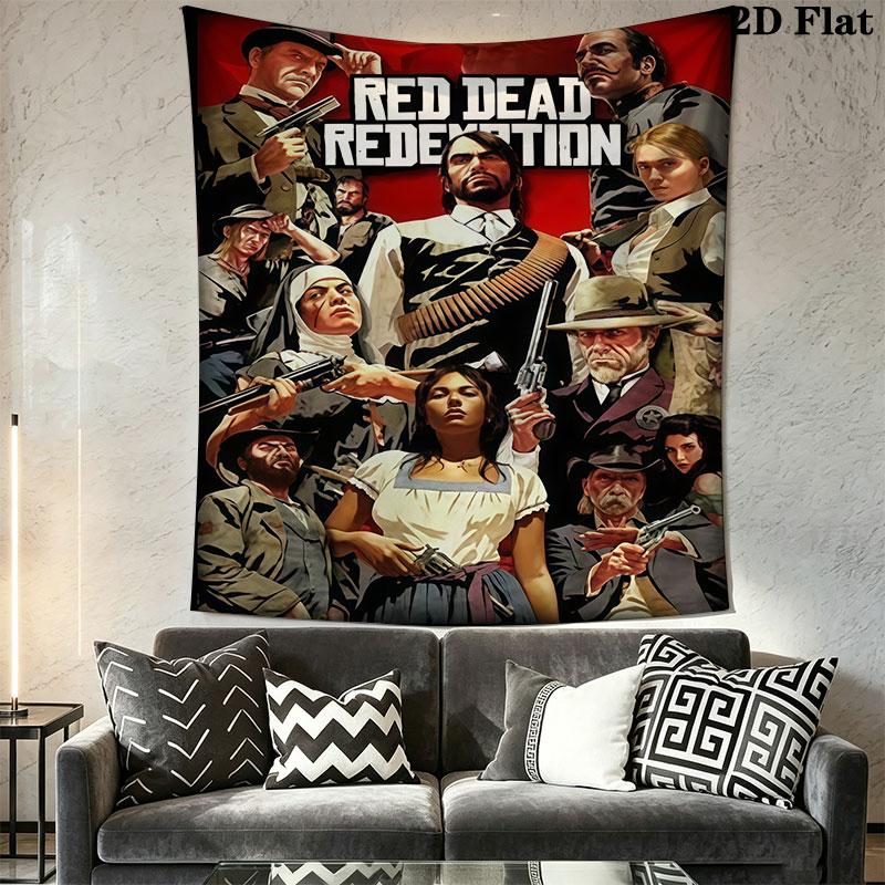 Red Dead Redemption Wall Hanging Printed Fabric Blanket Decorative Tapestries for Bedroom Living Room Home Decor