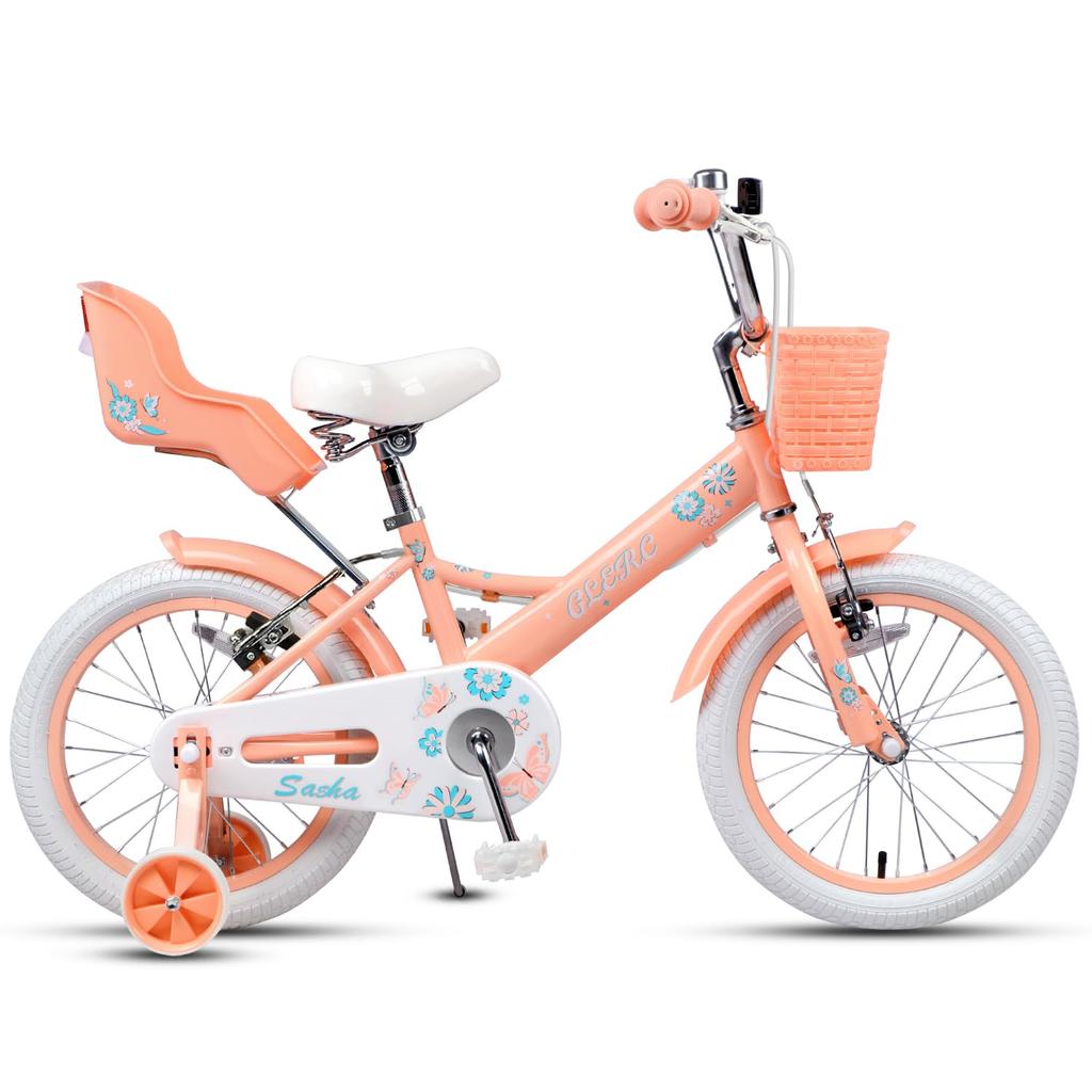 [Glerc] Sasha 16-inch Kids' Bicycle with Cute Butterfly Pattern - Popular with Girls Ages 4, 5, 6, 7, 8, 9 - ToddlerElementary School Student Riding