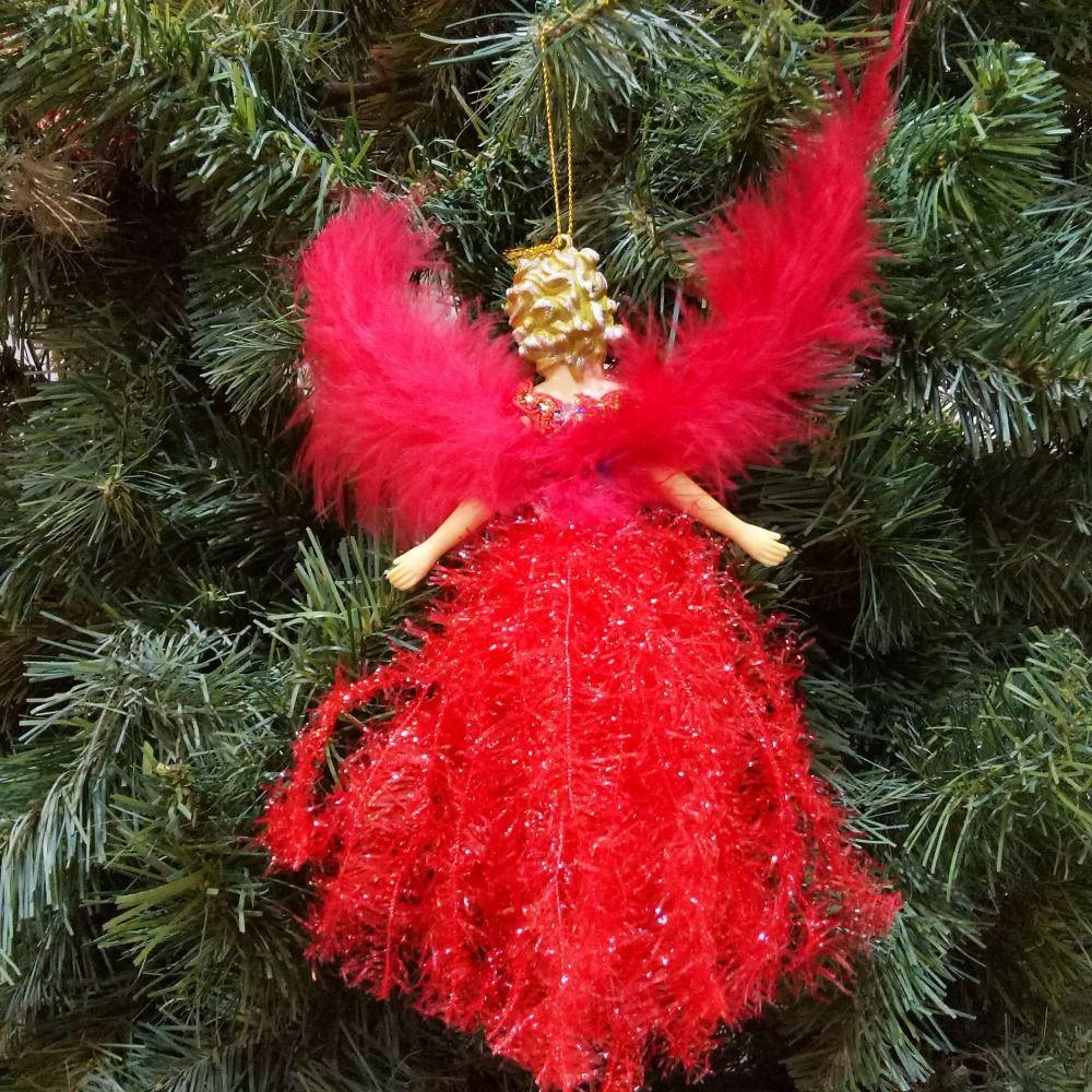 19*12cm Christmas Hanging Pendant Feather Angel Doll Drop Ornament Gift Xmas Tree Decorations