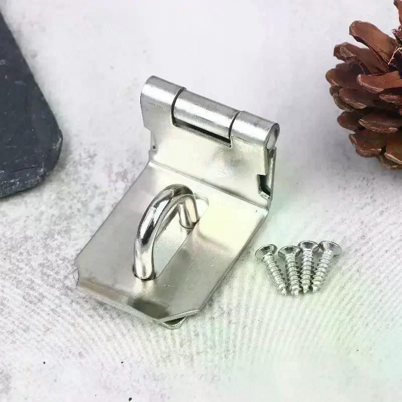 1Set Stainless Steel Padlock Clasp Gate Hasp Staple Door 90 Degrees Latches Lock Shed Latch Household Burglar-proof Hardware