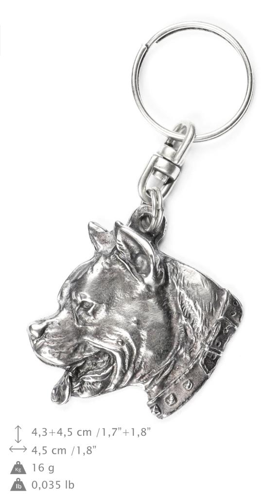 American Staffordshire Terrier – Silver-plated pendant with a dog in a decorative box, handbag decoration – Design 02 | Art-Dog