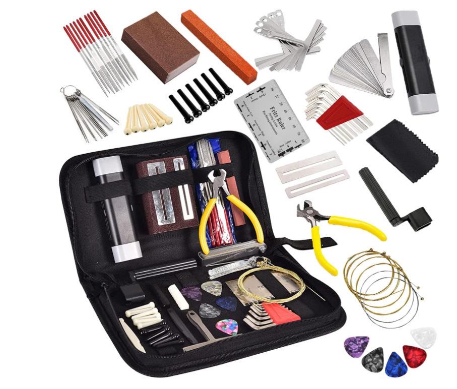 Bestseller Gitarrenreparatur- & Wartungskit (72 Stück) - Saitenmess- und Wechselset