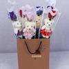1pc Beautiful Creative Scented Flower Soap Roses With Cute Teddy Bear Christmas Gift Colorful Bear Soap Rose Home Decoration