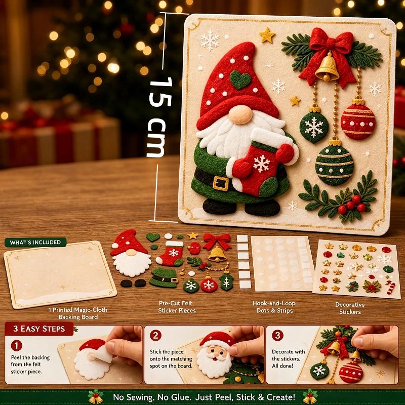 Diy Christmas Magic Felt Sticker Art Kit Reusable Christmas Craft Kit With Hook And Loop Felt Pieces Holiday Felt Board Art Fo