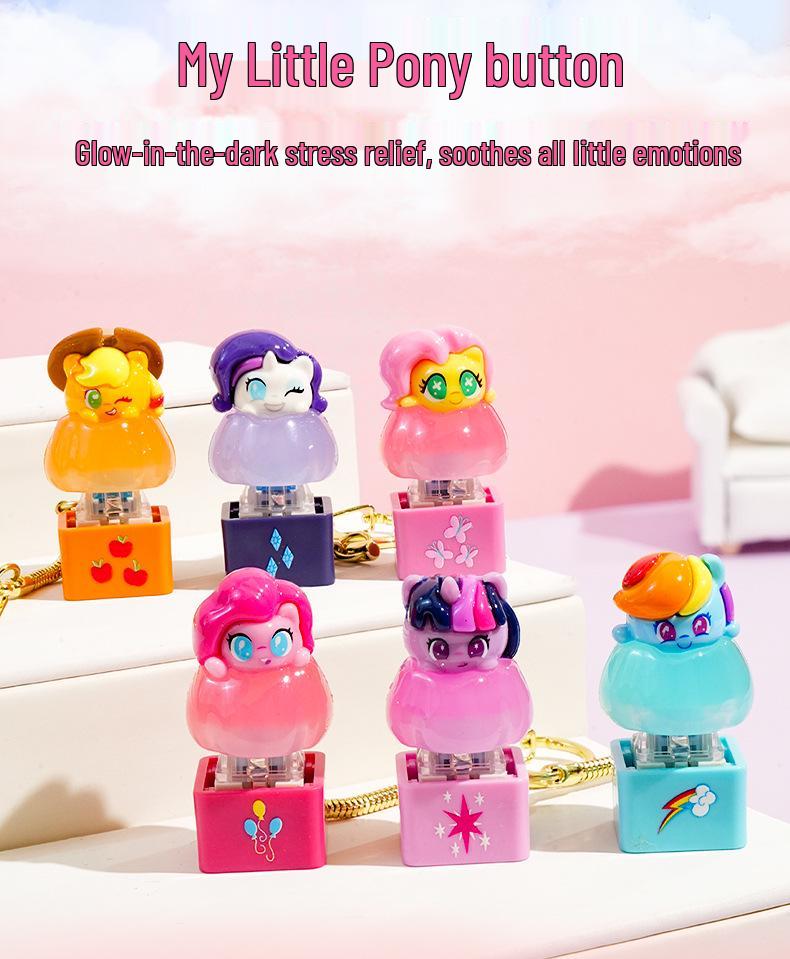 My Little Pony Leuchtender Knopf Schlüsselanhänger Dekompressionsspielzeug für Männer und Frauen