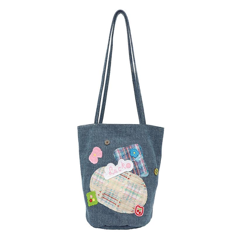 Fashion Denim Bag Bag Women's Underarm Bag 2025 New Summer Bucket Bag Versatile Large Capacity Canvas Bag