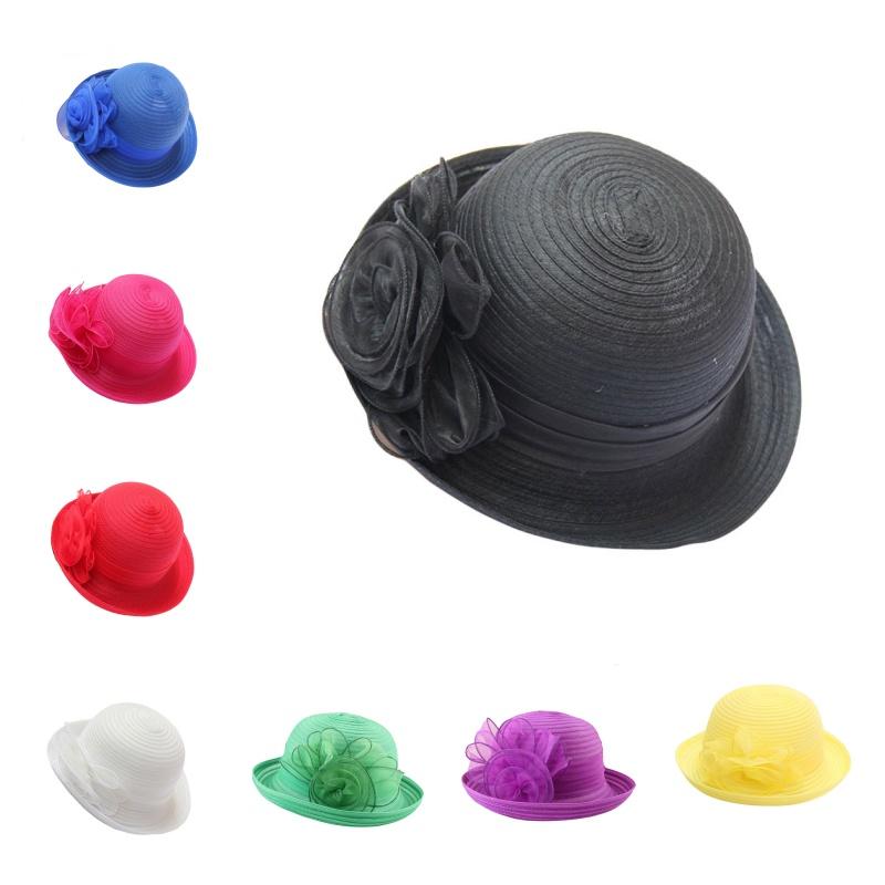 Classic Womens Derby Tea Party Organza Bowler Sun Hat With Vintage Flair